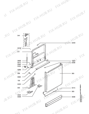 Взрыв-схема посудомоечной машины Zanussi Electrolux ZSF6171 - Схема узла Door 003